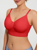 Popilush® Supportive No Underwire Bra Slim-strap Version / Red / S Seamless Comfort Removable Pad Everyday Bra