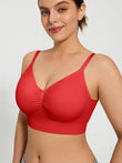 Popilush® Supportive No Underwire Bra Slim-strap Version / Red / S Seamless Comfort Removable Pad Everyday Bra