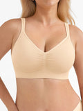 Popilush® Supportive No Underwire Bra Wide-strap Version / Beige / S Seamless Comfort Removable Pad Everyday Bra