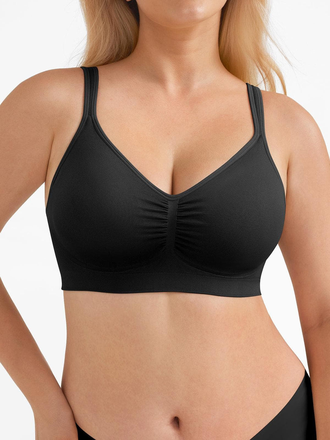 Popilush® Supportive No Underwire Bra Wide-strap Version / Black / S Seamless Comfort Removable Pad Everyday Bra