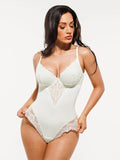 Shapewear Lace Deep V-Neck Sculpting Thong Bodysuit