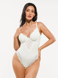 Shapewear Lace Deep V-Neck Sculpting Thong Bodysuit