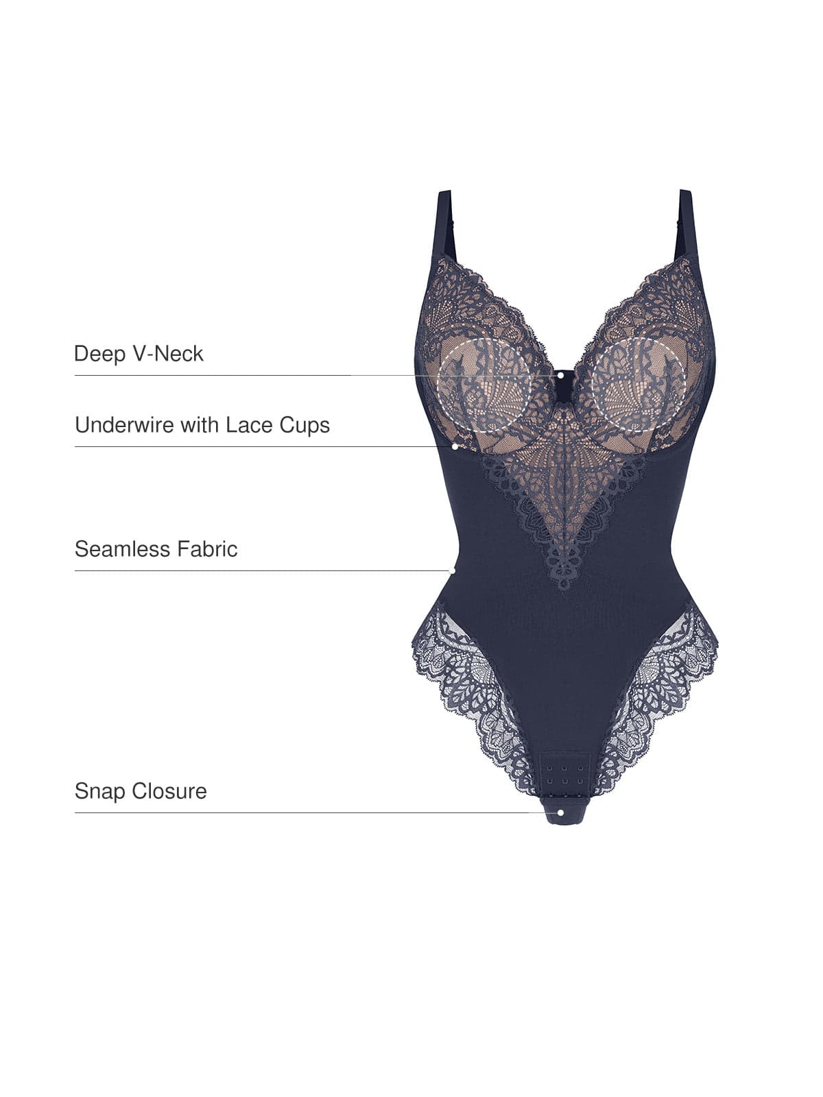 Seamless Lace V-Neck Shapewear | Underwire Thong – Popilush