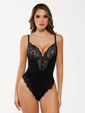 Shapewear Lace Deep V-Neck Sculpting Thong Bodysuit
