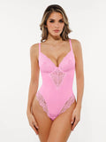 Popilush® Pink / XS Seamless Lace V-Neck Shapewear Bodysuit