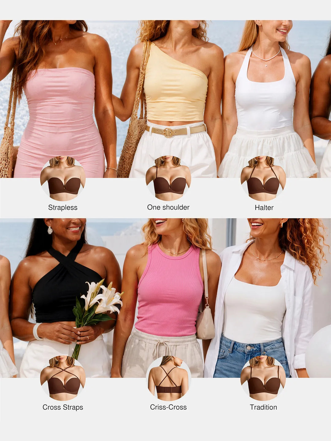 Popilush® Seamless Non-Slip Push-Up Shaping Strapless Bra