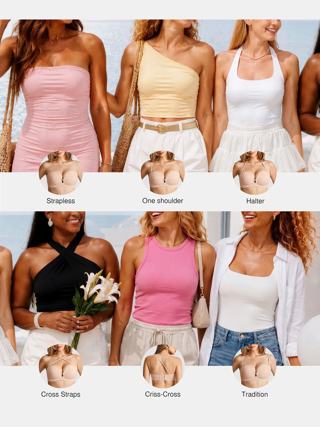 Popilush® Seamless Non-Slip Push-Up Shaping Strapless Bra