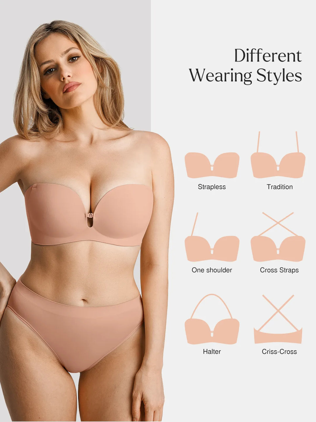 Popilush® Seamless Non-Slip Push-Up Shaping Strapless Bra