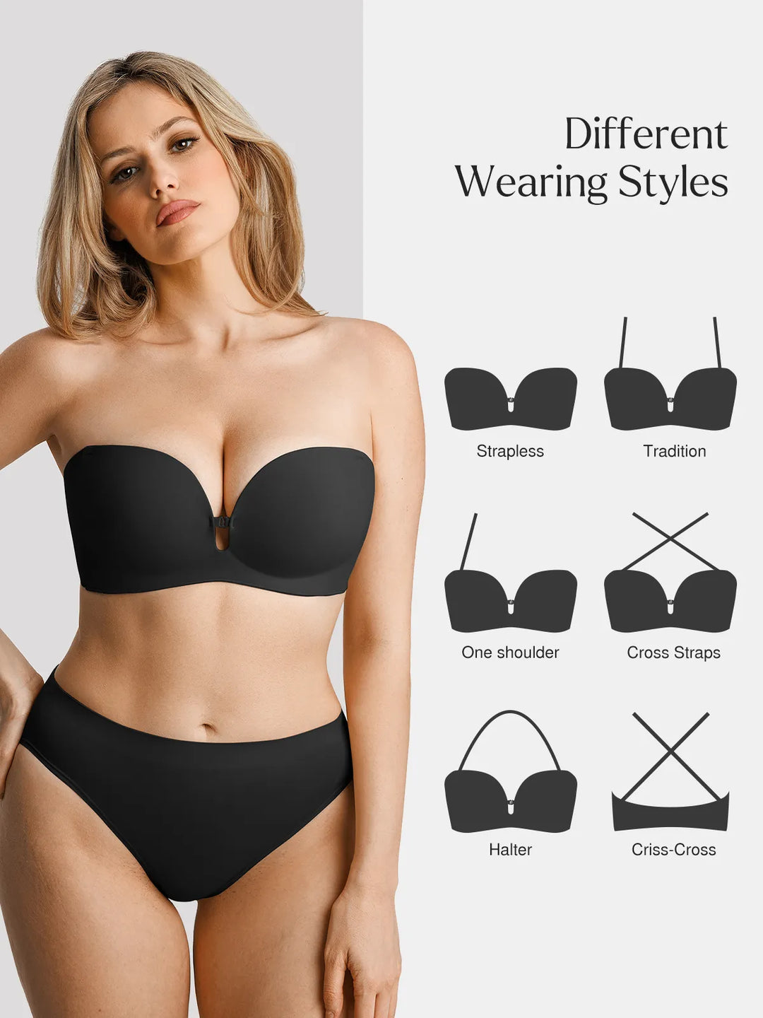 Popilush® Seamless Non-Slip Push-Up Shaping Strapless Bra