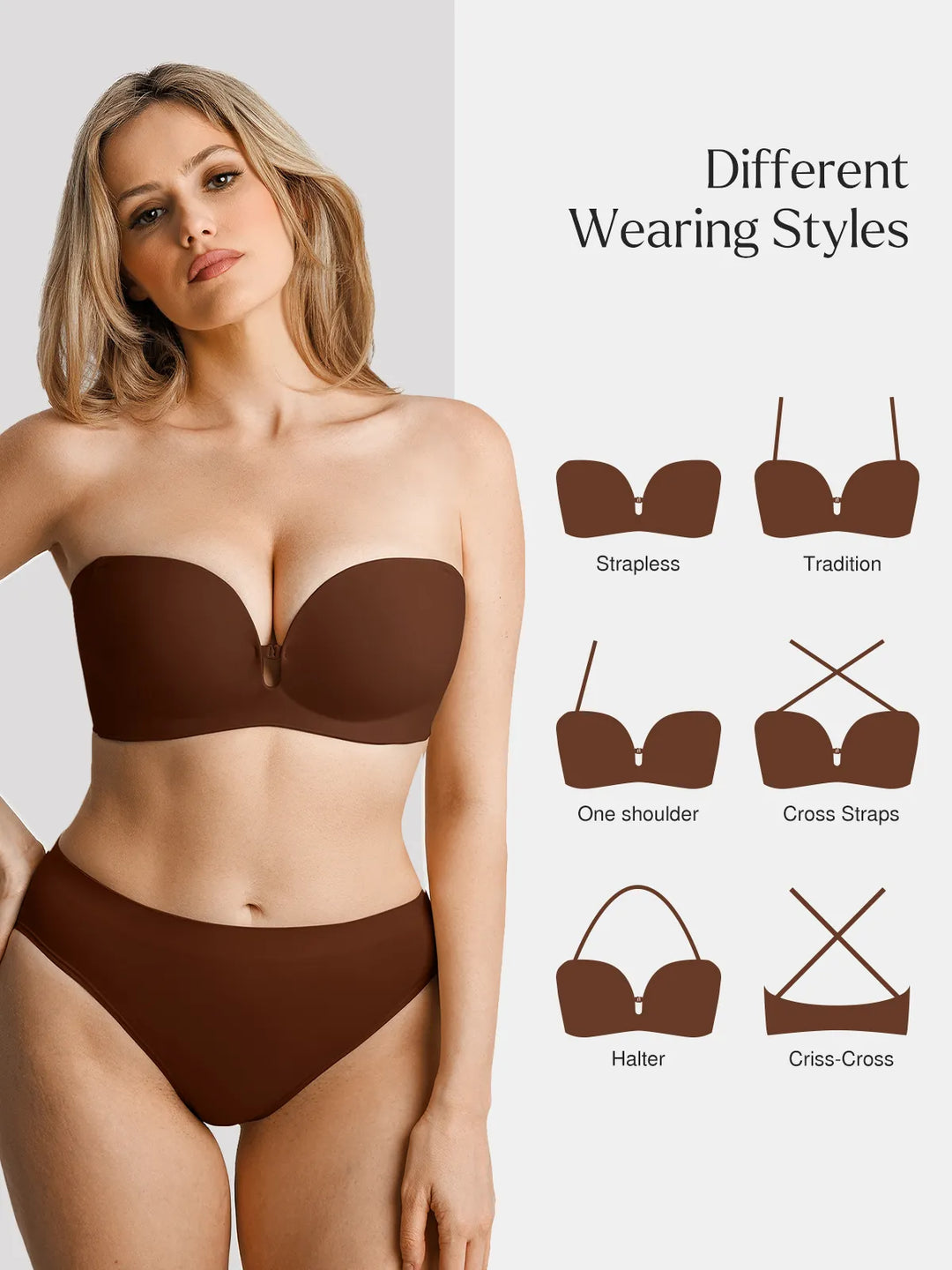 Popilush® Seamless Non-Slip Push-Up Shaping Strapless Bra
