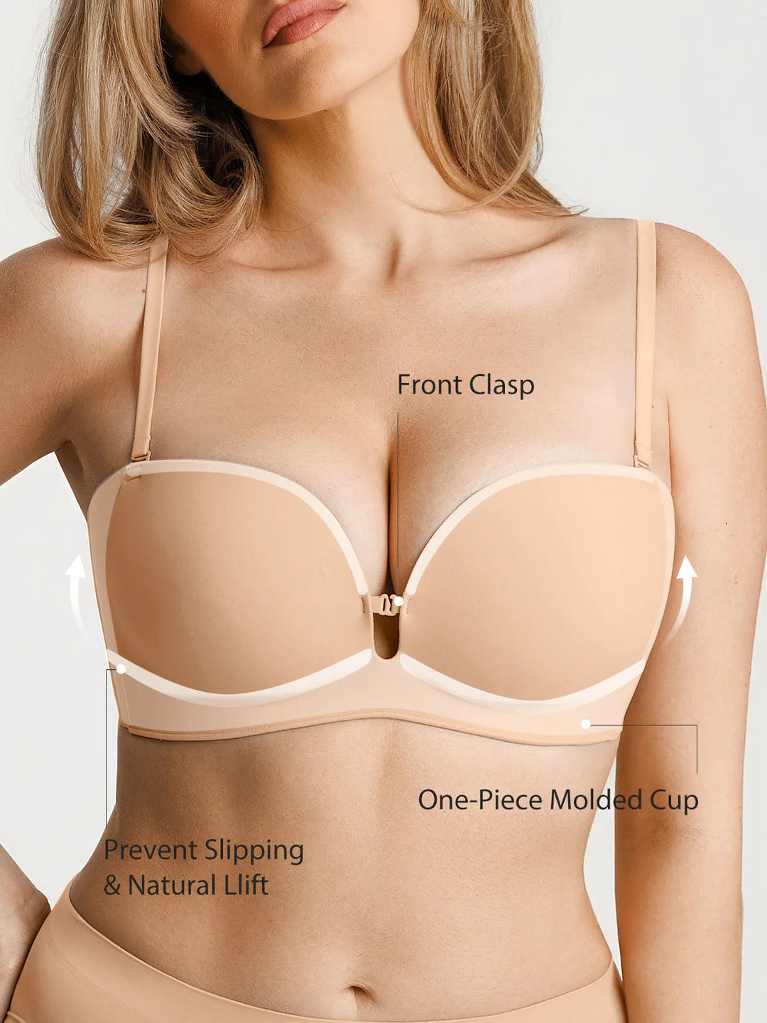 Popilush® Seamless Non-Slip Push-Up Shaping Strapless Bra