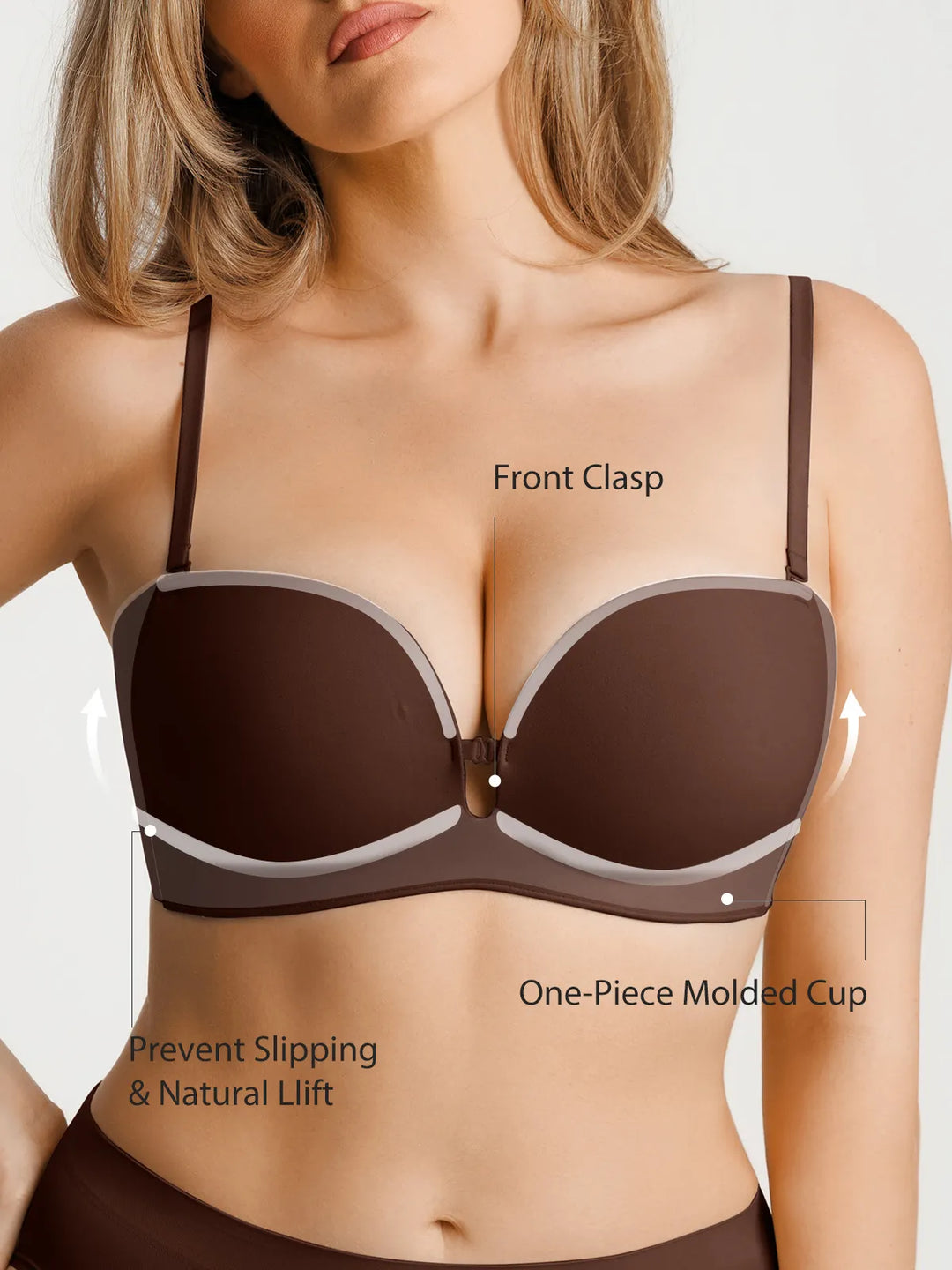 Popilush® Seamless Non-Slip Shaping Strapless Bra
