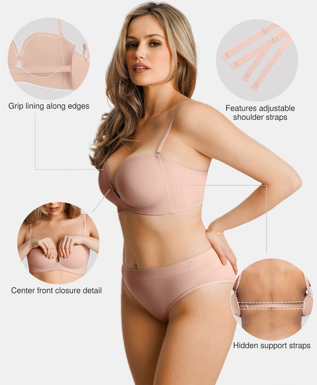 Popilush® Seamless Non-Slip Shaping Strapless Bra