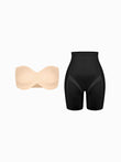 Seamless push-up bra and butt-lifting shapewear shorts set
