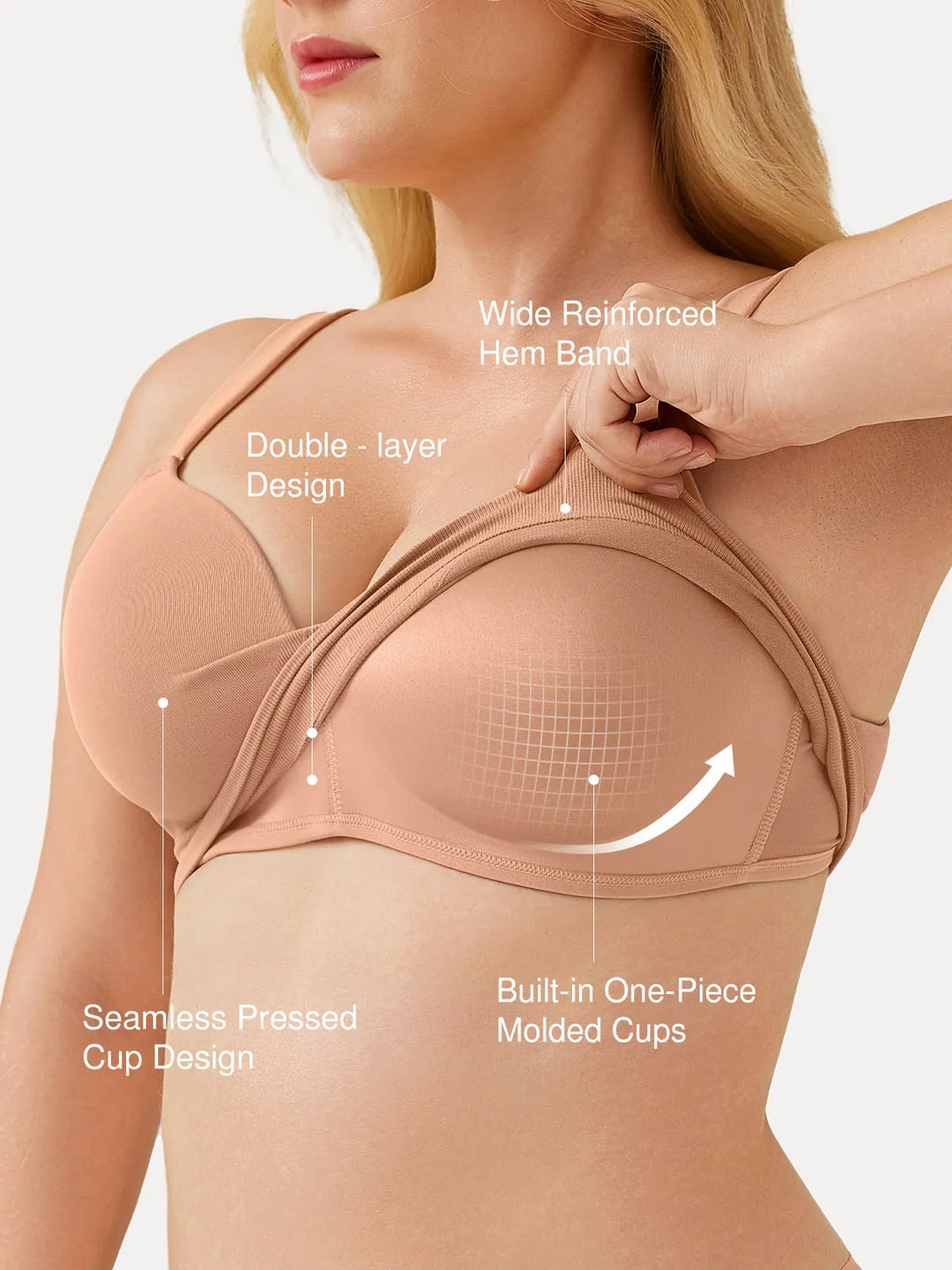 Popilush® Seamless Push-Up Wireless Full Coverage Bra