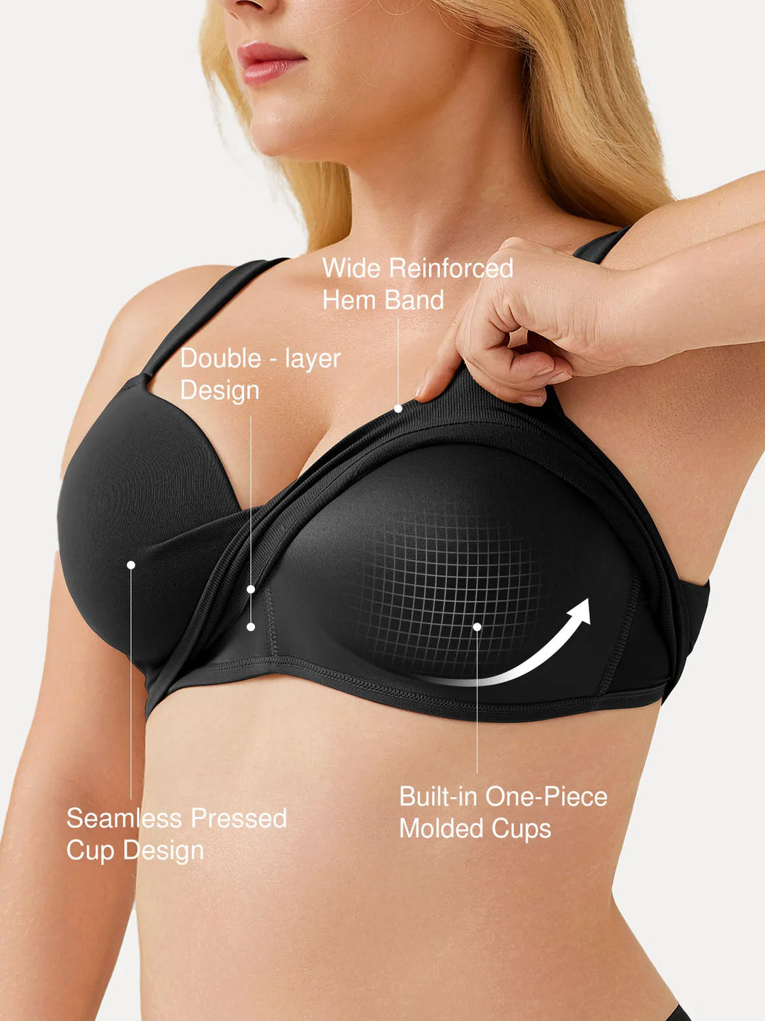 Popilush® Seamless Push-Up Wireless Full Coverage Bra