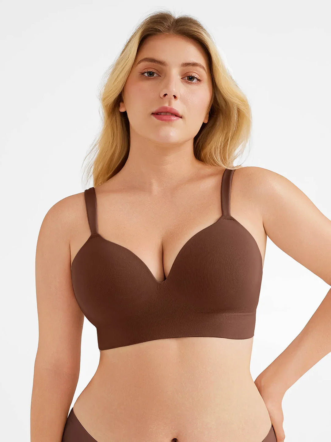 Popilush® Brown / M Seamless Push-Up Wireless Full Coverage Bra