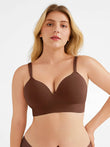 Popilush® Brown / M Seamless Push-Up Wireless Full Coverage Bra