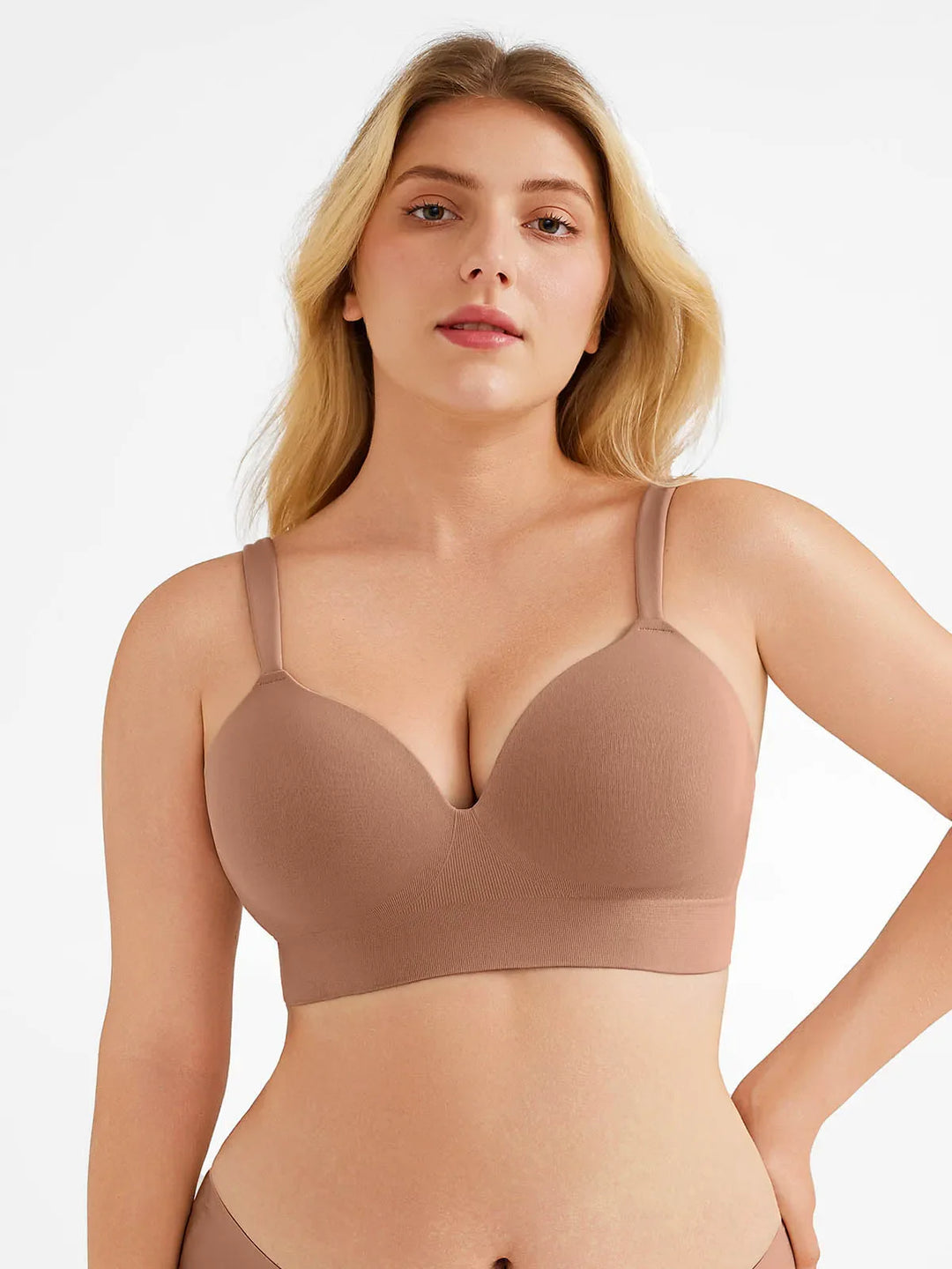 Popilush® Coffee / M Seamless Push-Up Wireless Full Coverage Bra