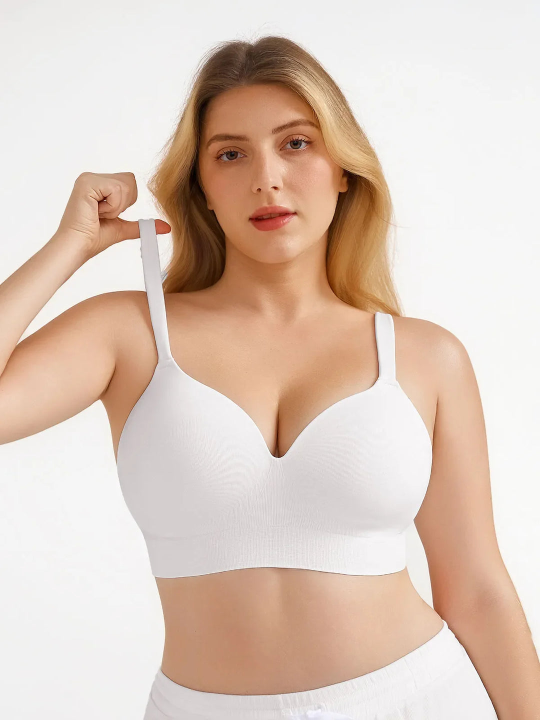 Popilush® White / M Seamless Push-Up Wireless Full Coverage Bra