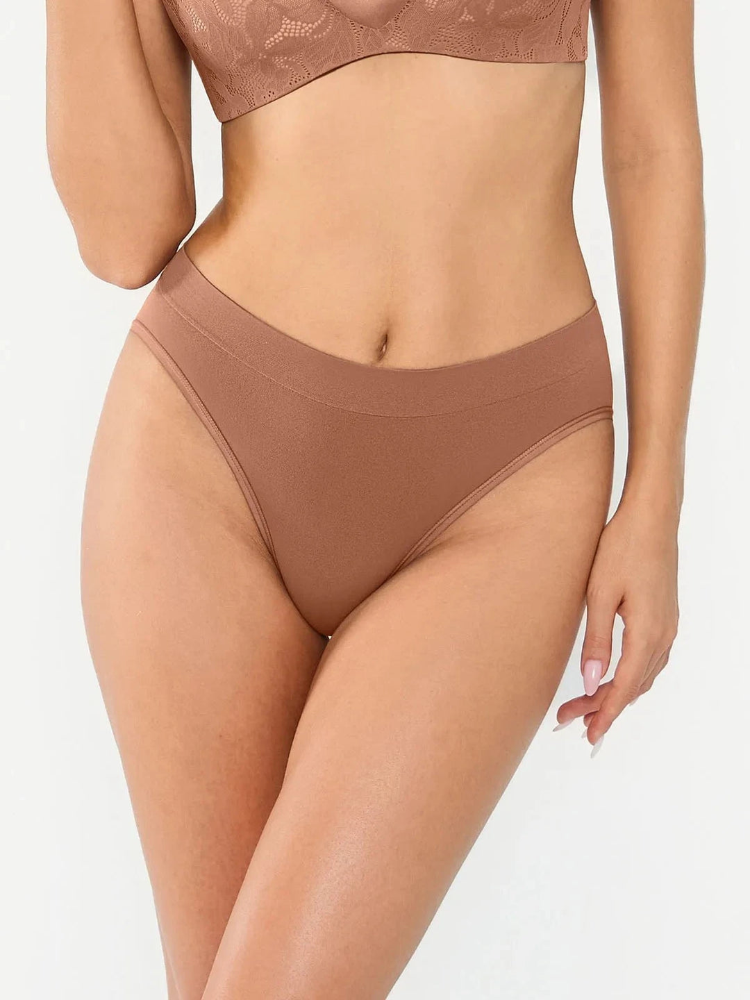 Popilush® Coffee / S Seamless Ribbed-Waist Brief