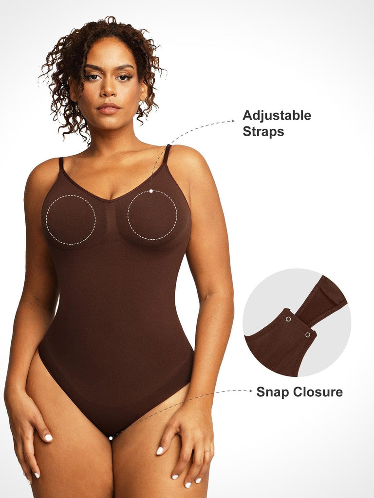 SHAPERX Bodysuit for Women Tummy Control Shapewear Seamless Body Shaper Low  Back Thong Adjustable Strap