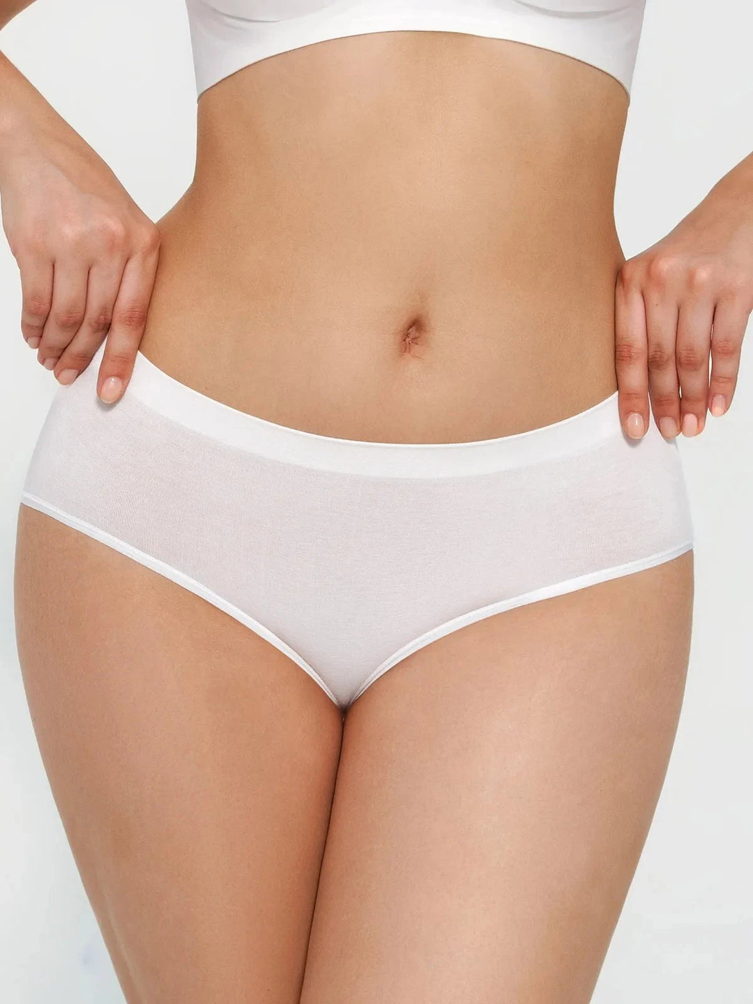 Popilush® White / S Seamless Second-Skin High-Waist Brief