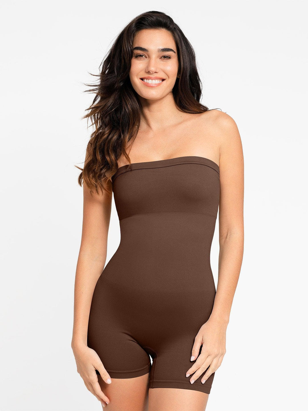 Popilush? Brown / XS One Piece Shapewear Bandeau Romper