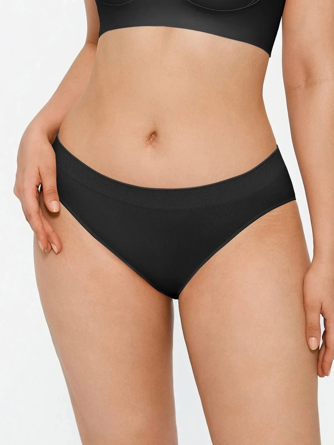 Popilush® Black / S Seamless Solid Mid-Rise Brief
