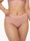Popilush® Nude Pink / S Seamless Solid Mid-Rise Thong Brief