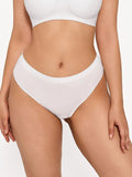 Popilush® White / S Seamless Solid Mid-Rise Thong Brief