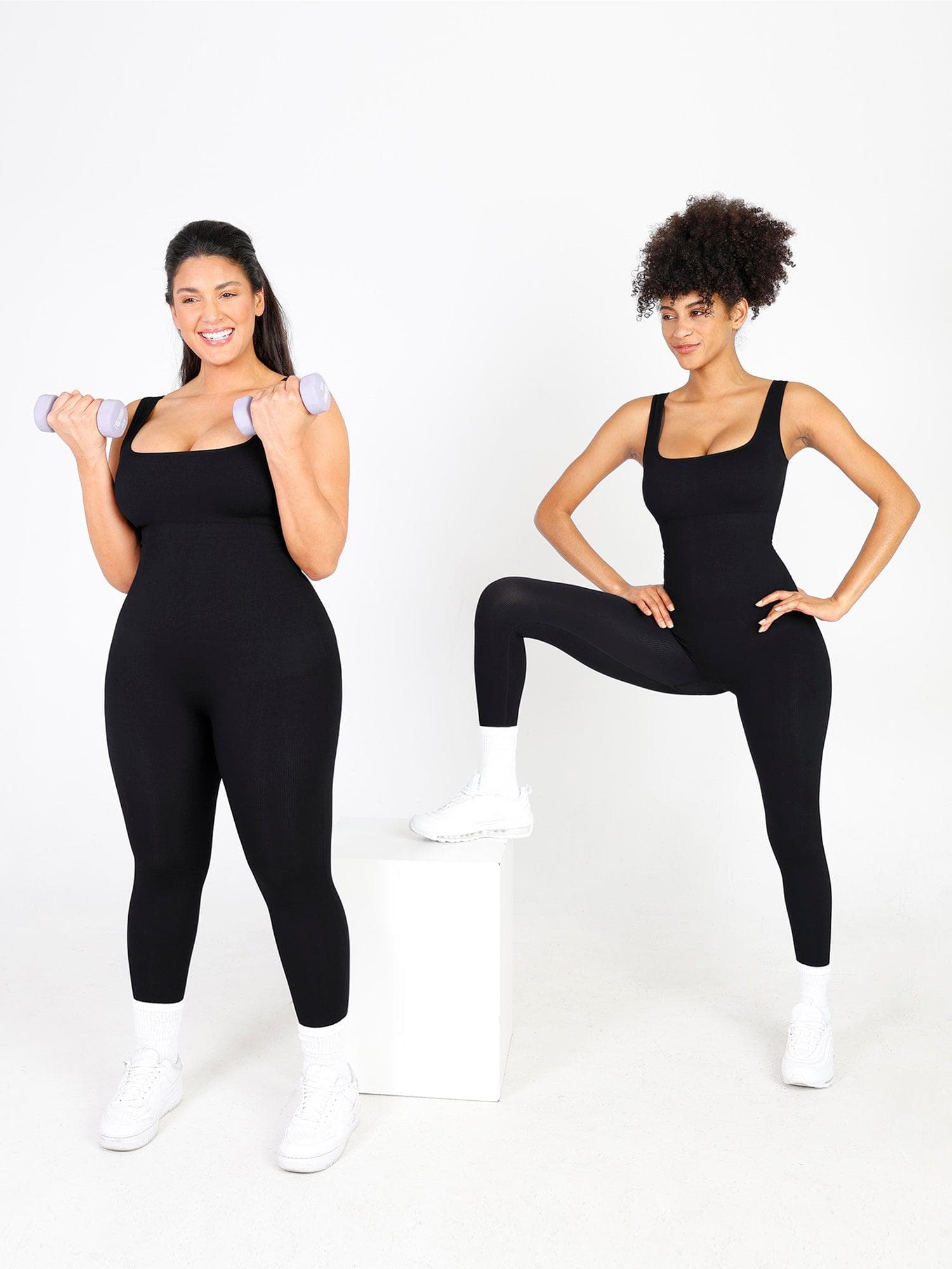 Seamless Square Neck One Piece Workout Jumpsuit Or Romper