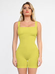 Popilush® seamless square neck sport romper, lime green, activewear