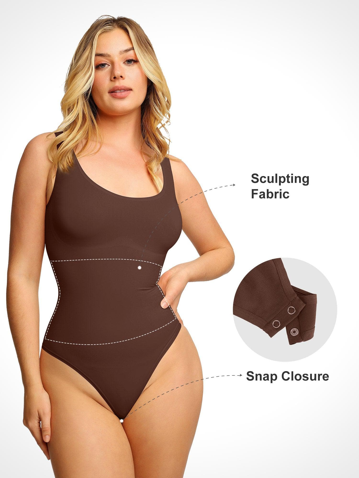 Thong Bodysuit for Women Tummy Control Backless Body Shaper, Sleeveless  Bodysuit Tank Tops (Color : White, Size : L) : : Fashion