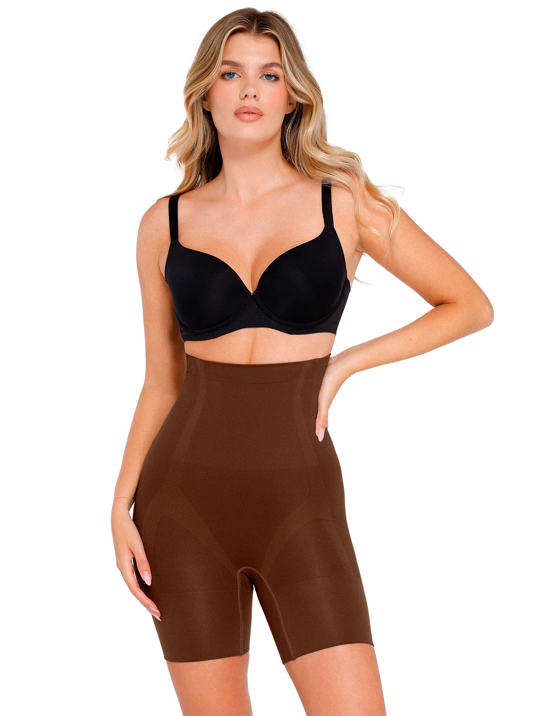 Popilush® Brown / XS/S Seamless Tummy Control Mid-Thigh Shaping Shorts