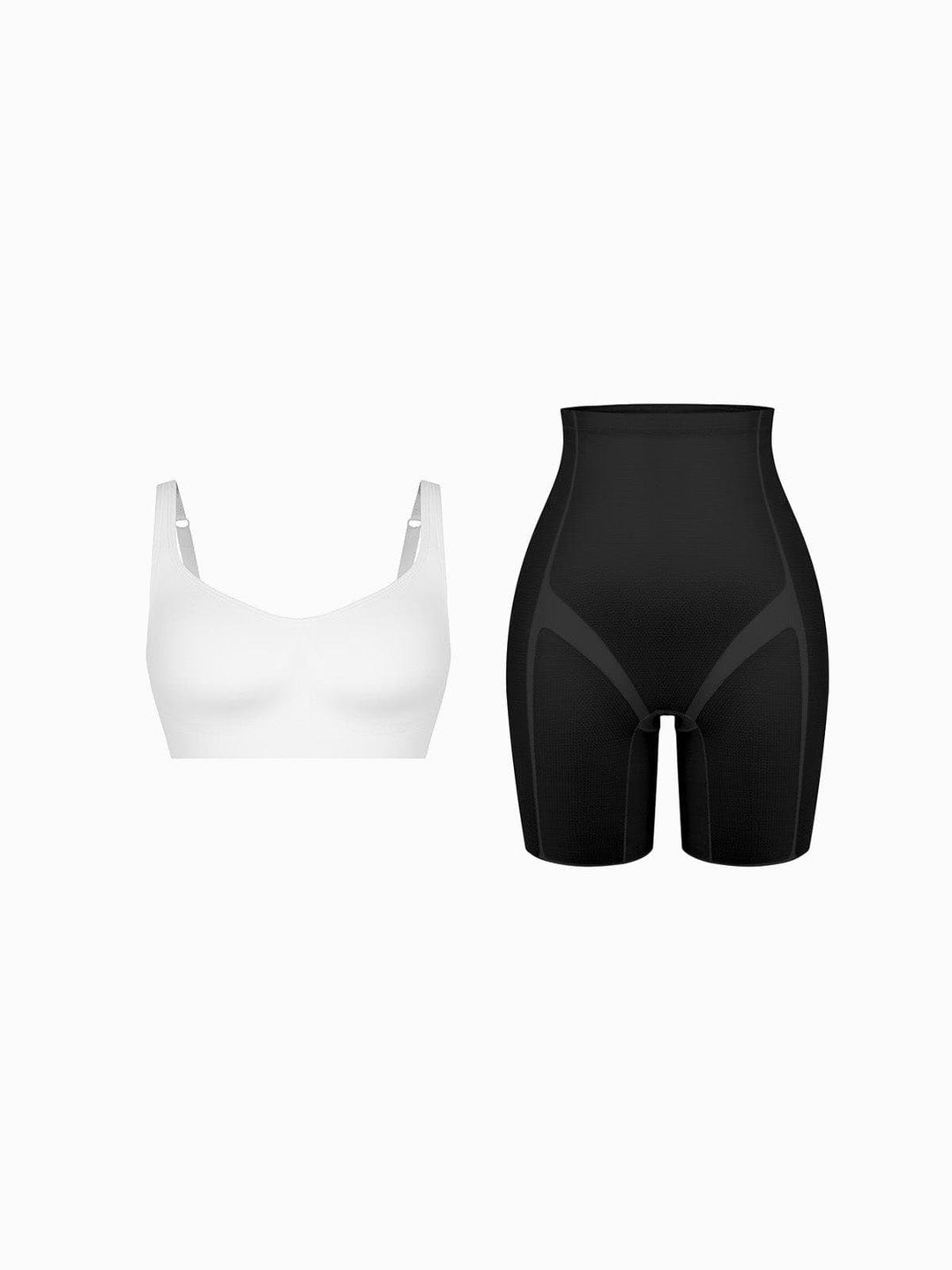 Popilush® Shapewear Bra Set / White/Black / S Seamless Underwire-Free Smoothing Bra Butt-Lifting Shorts Set