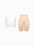 Popilush® Shapewear Bra Set / White/Skin / S Seamless Underwire-Free Smoothing Bra Butt-Lifting Shorts Set
