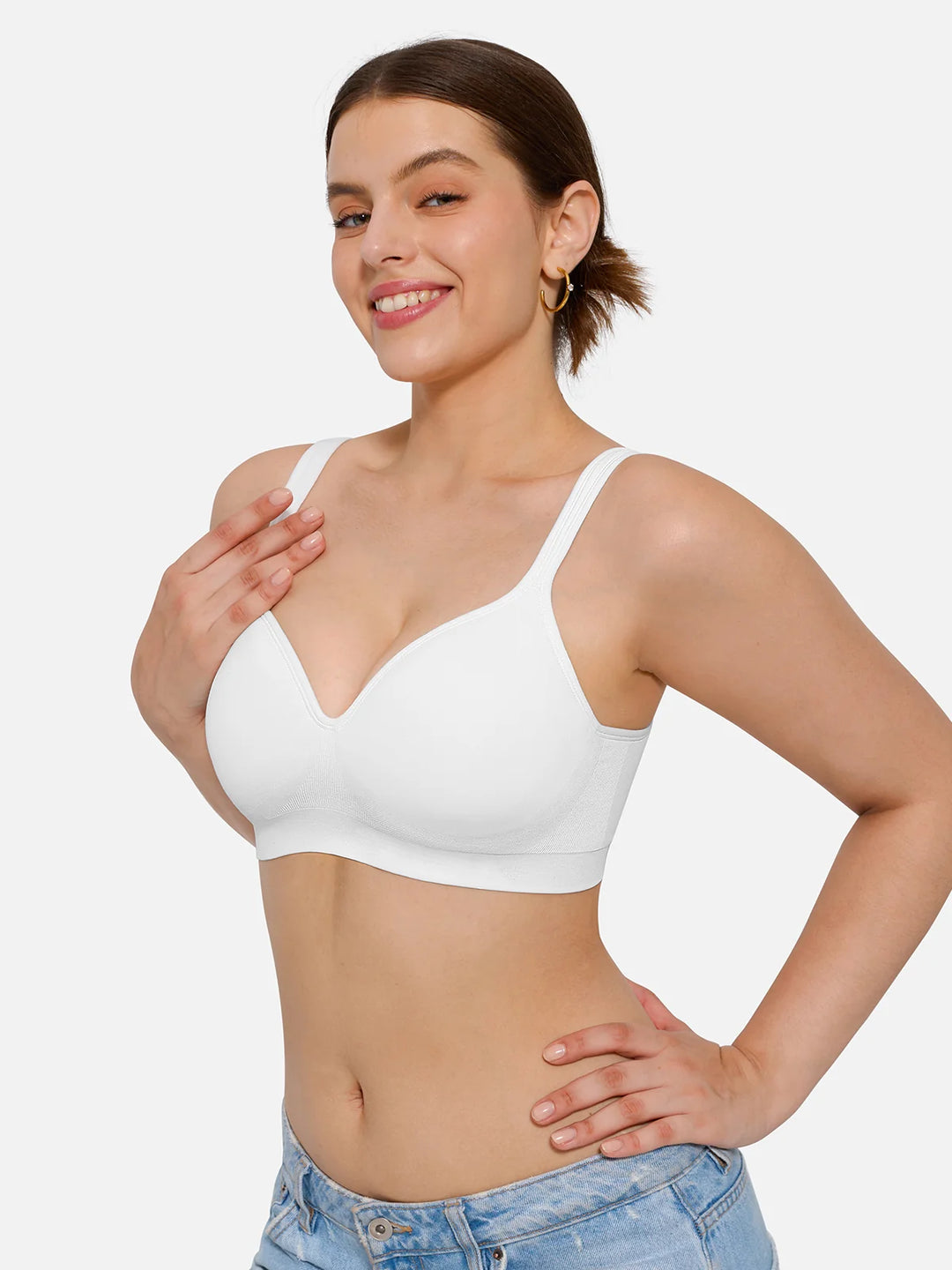 Popilush® Seamless Wireless Adjustable Comfort Minimizer Support Bra