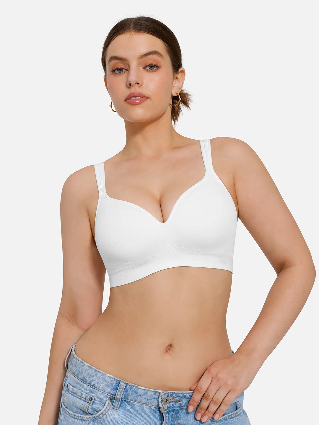 Popilush® White / S Seamless Wireless Adjustable Comfort Minimizer Support Bra