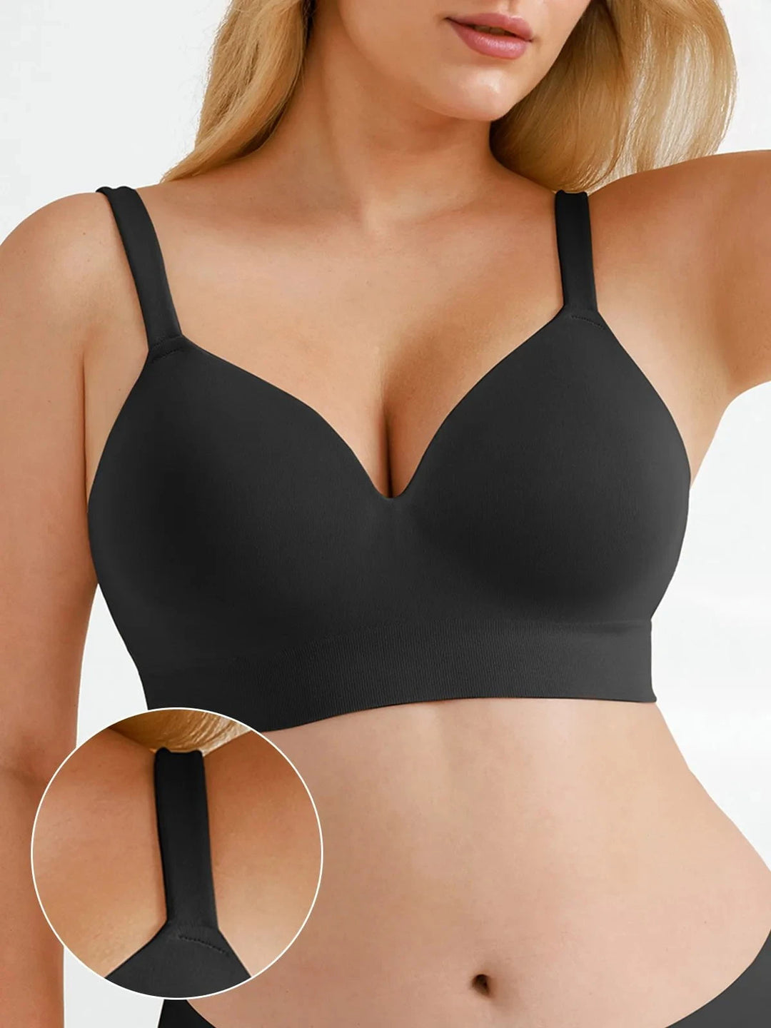 Popilush® Seamless Wireless Adjustable Wide-Strap T-Shirt Bra