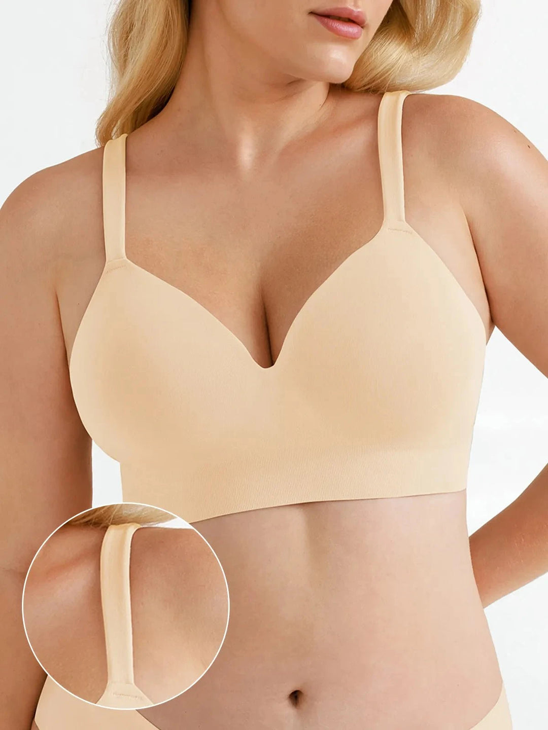 Popilush® Seamless Wireless Adjustable Wide-Strap T-Shirt Bra