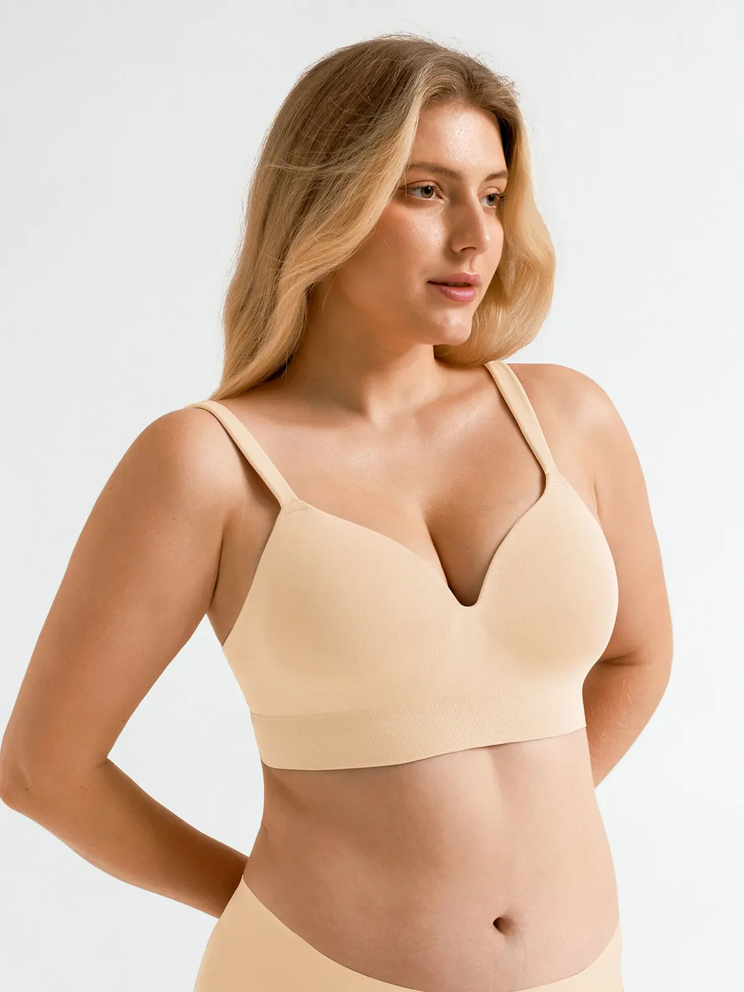 Popilush® Seamless Wireless Adjustable Wide-Strap T-Shirt Bra