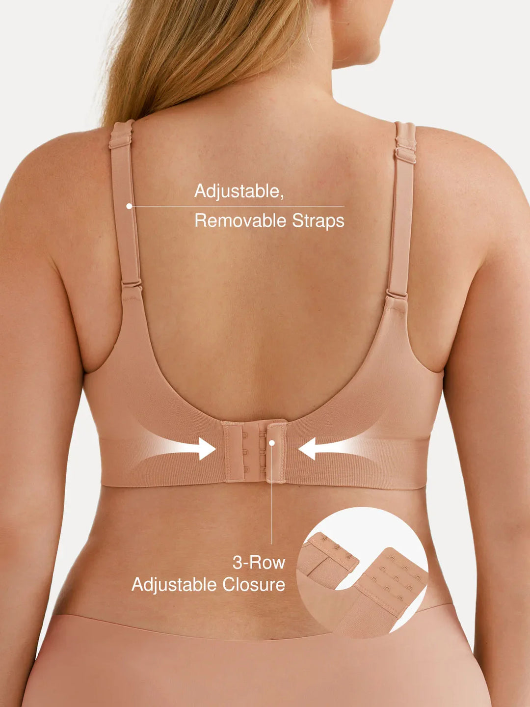 Popilush® Seamless Wireless Adjustable Wide-Strap T-Shirt Bra