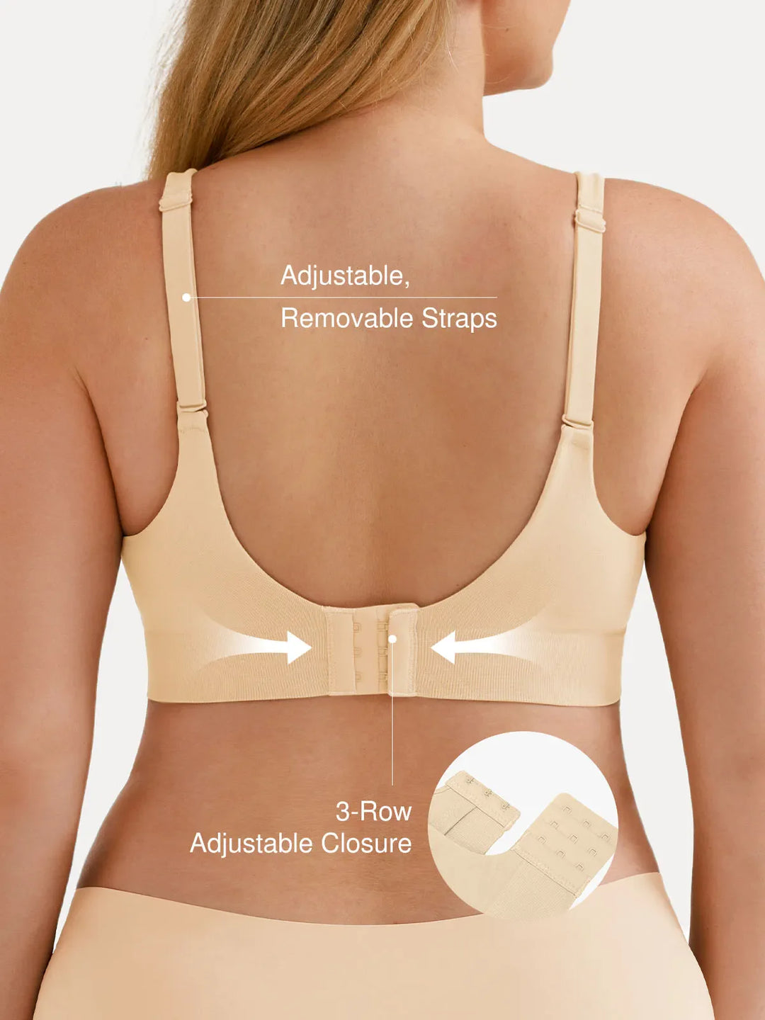 Popilush® Seamless Wireless Adjustable Wide-Strap T-Shirt Bra