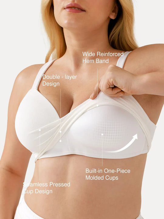 Seamless Wireless Adjustable Wide-Strap T-Shirt Bra