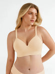 Popilush® Beige / S Seamless Wireless Adjustable Wide-Strap T-Shirt Bra