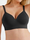 Popilush® Black / S Seamless Wireless Adjustable Wide-Strap T-Shirt Bra