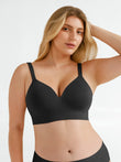 Popilush® Black / S Seamless Wireless Adjustable Wide-Strap T-Shirt Bra