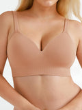 Popilush® Dark Beige / S Seamless Wireless Adjustable Wide-Strap T-Shirt Bra