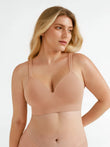 Popilush® Dark Beige / S Seamless Wireless Adjustable Wide-Strap T-Shirt Bra